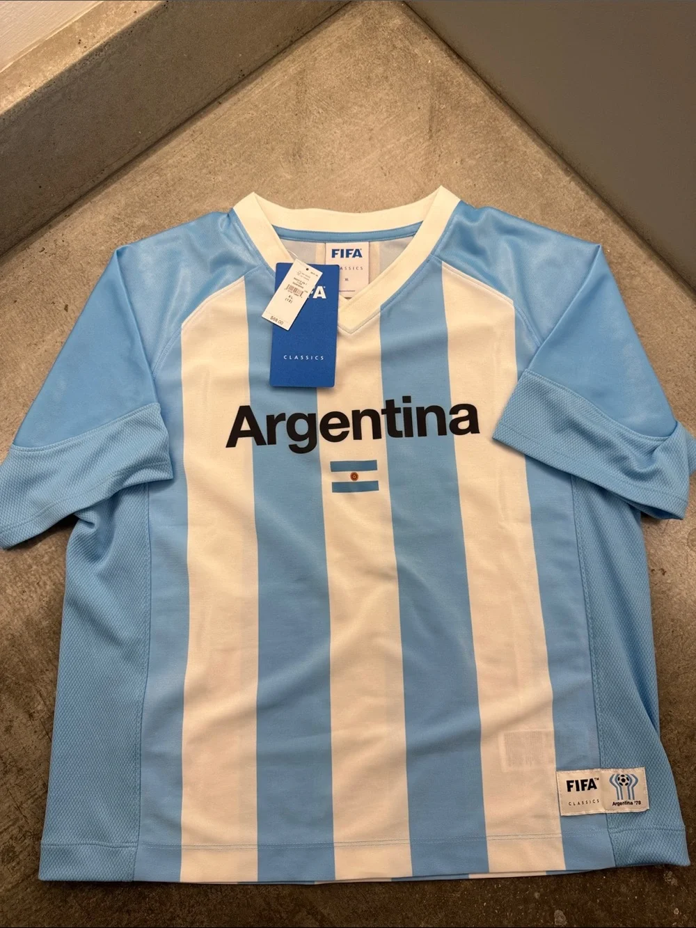 Gap kids XL Argentina Soccer Jersey - Light Blue & White Stripes or women’s